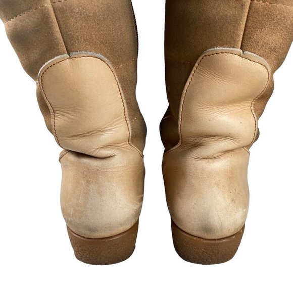 Vntg Blondo Canada Shearling‎ Lined Beige Leather / Suede Women's Sz US 6 Boots - Picture 6 of 16